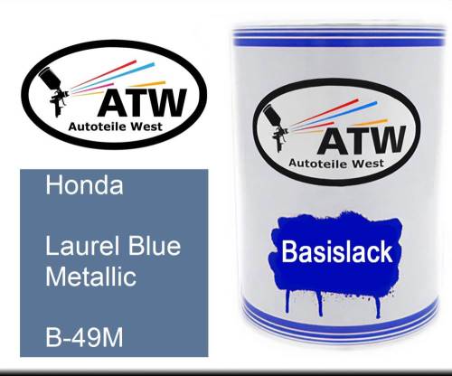 Honda, Laurel Blue Metallic, B-49M: 500ml Lackdose, von ATW Autoteile West.